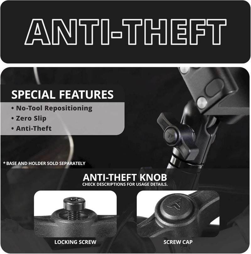 tackform 3.5" Long Metal 20mm Ball and Socket Arm DuraLock 20 Series | Dual 20mm Sockets with Optional Anti-Theft Knobs | Black - Image 3